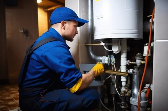 Pluming Technician providing a Hot Water Tank Repair in the Comox Valley